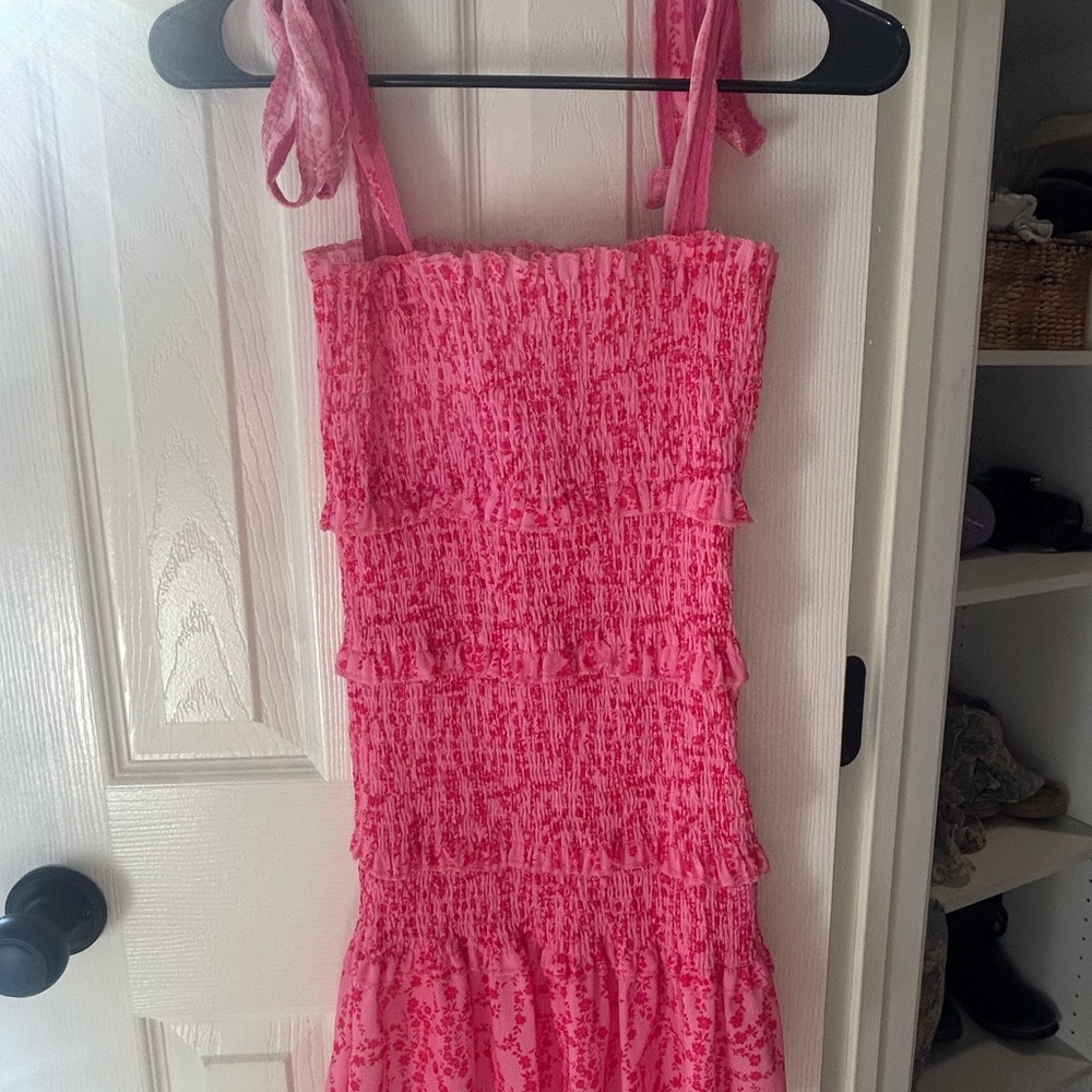 Pink Sleeveless Ruffle Dress